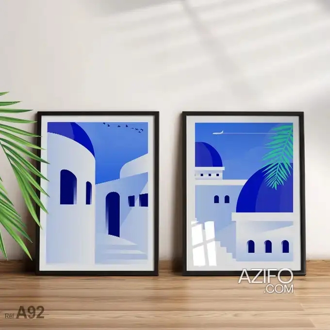 Tableau décoration: Maisons traditionnels bleu d'îles de Grèce, à vendre au Maroc à Casablanca in Casablanca, MOROCCO | Azifo