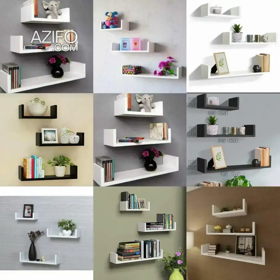 Étagères décoratives en bois MDF – coloris blanc et noir in Agadir, MOROCCO | Azifo