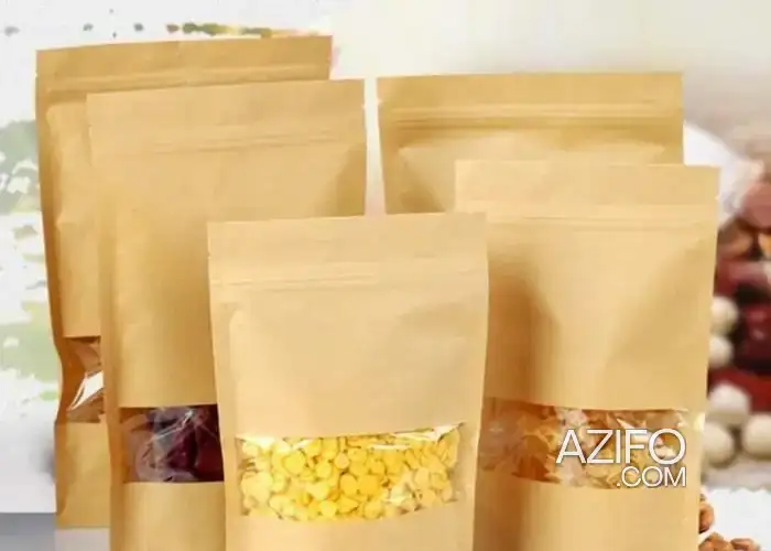 Sachet Kraft Zip Refermable et Alimentaire avec fenêtre transparente – 125g, 250g in Casablanca, MOROCCO | Azifo