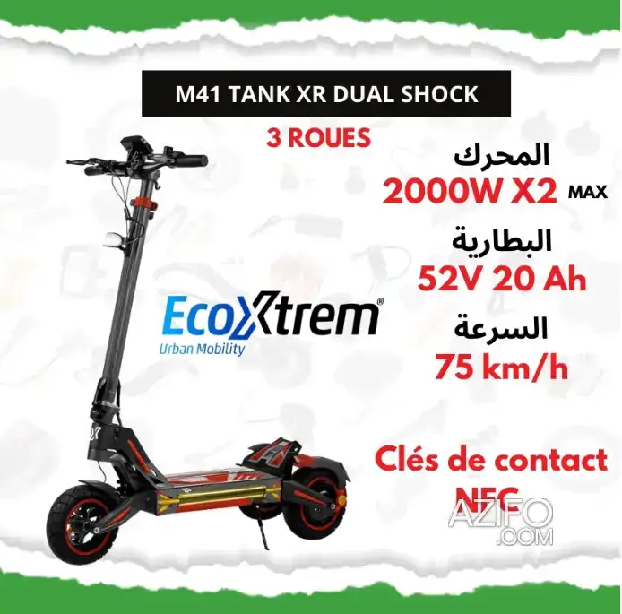 Trottinette électrique M41 Tank Dual Shock – 1000 W, batterie 52 V in الدار البيضاء, MOROCCO | Azifo