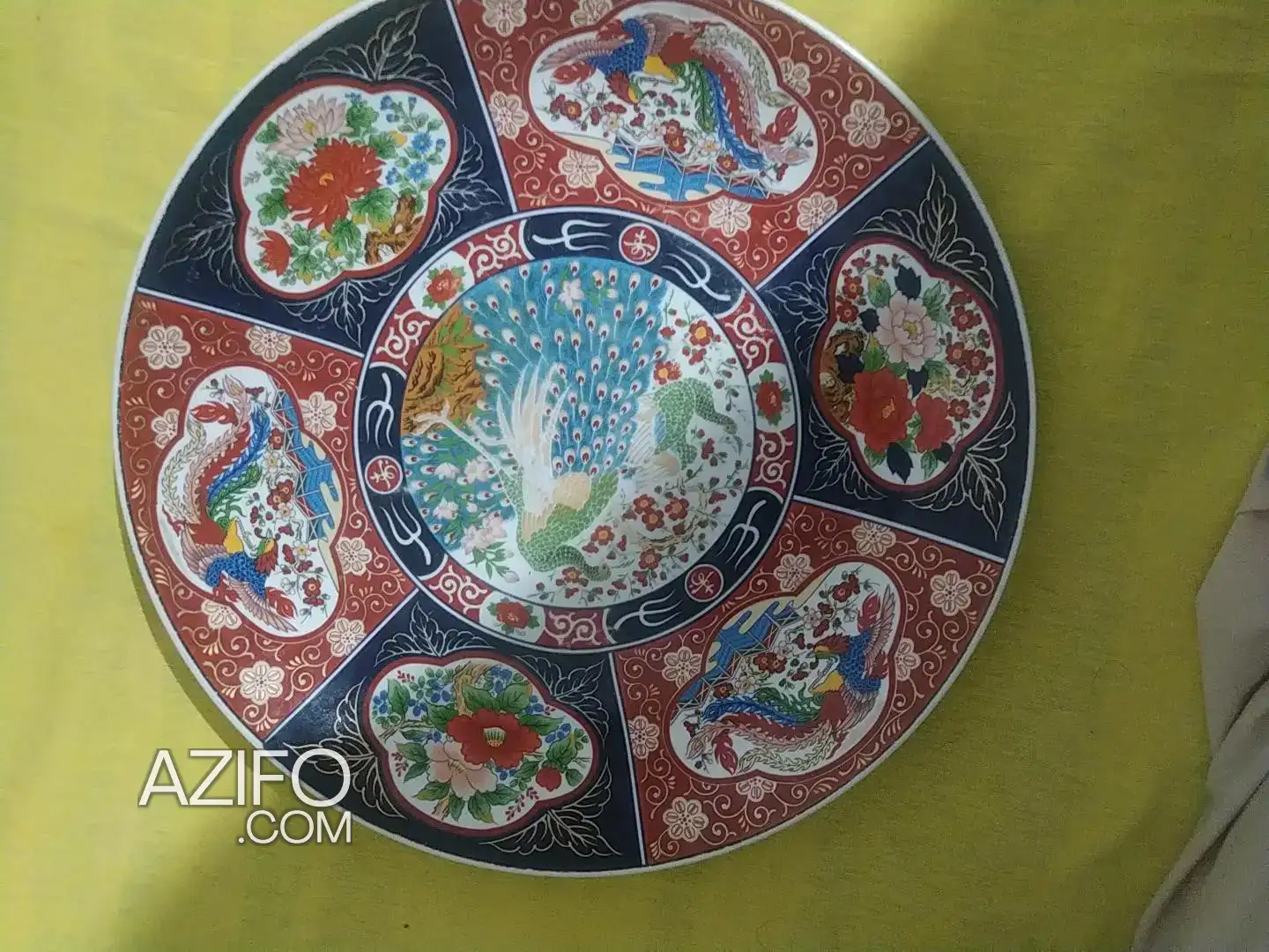 صحن طاووس حر صيني أصلي ونادر – تحفة قديمة – وجدة بنقش الطاووس in Oujda, MOROCCO | Azifo
