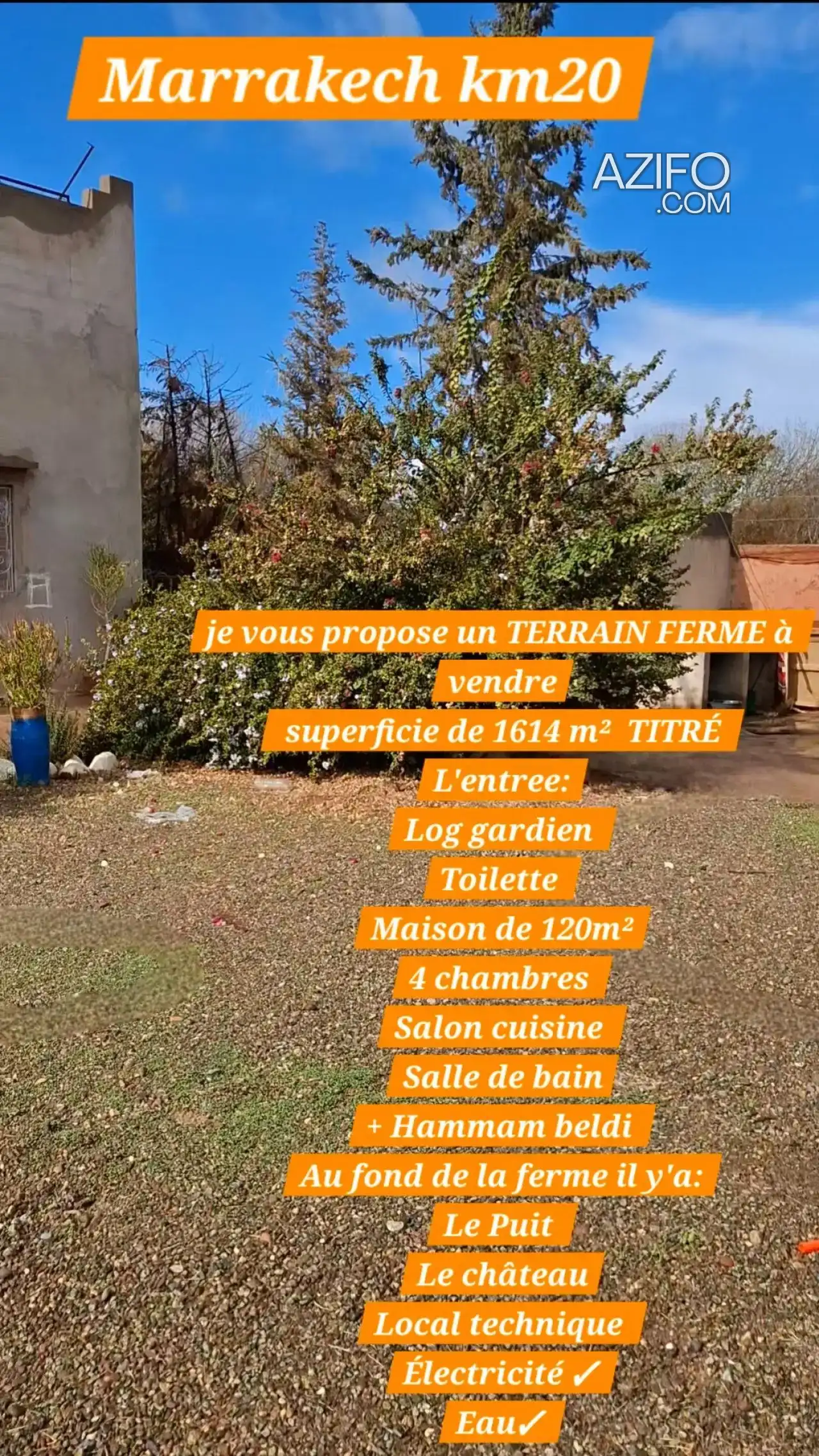Ferme à vendre à Marrakech – 1 614 m² in مراكش, MOROCCO | Azifo