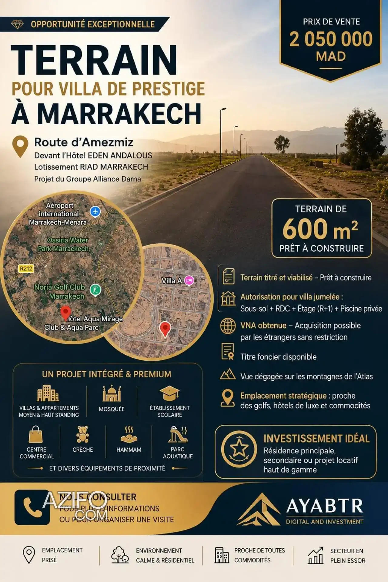 Terrain à vendre à Marrakech – 600 m² in مراكش, MOROCCO | Azifo