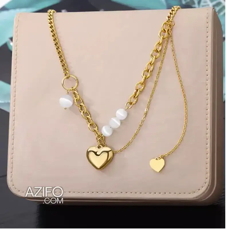 Collier acier inoxydable perle coeur in Kenitra, MOROCCO | Azifo