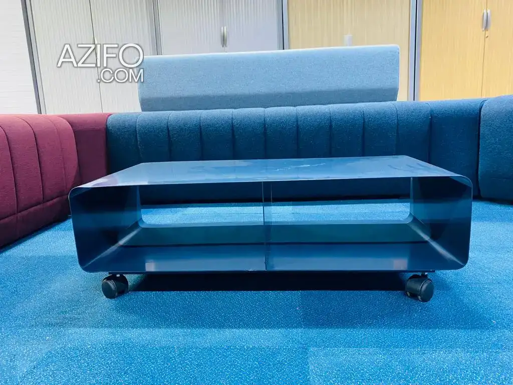 Table basse meuble TV années 70 métal sur roue bleu à Mohammedia in المحمدية, MOROCCO | Azifo