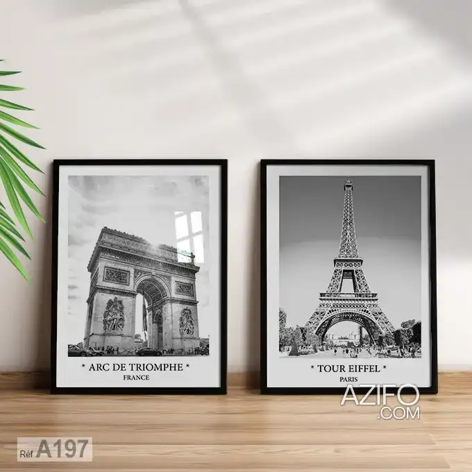 2 cadres décoratifs: Tableau noir et blanc Tour Eiffel Paris - France à Casablanca in Casablanca, MOROCCO | Azifo