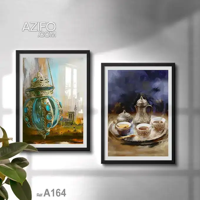 Peinture à l’huile orientaliste : imprimé sur tableaux décoratifs cadre en en bois à Casablanca in Casablanca, MOROCCO | Azifo
