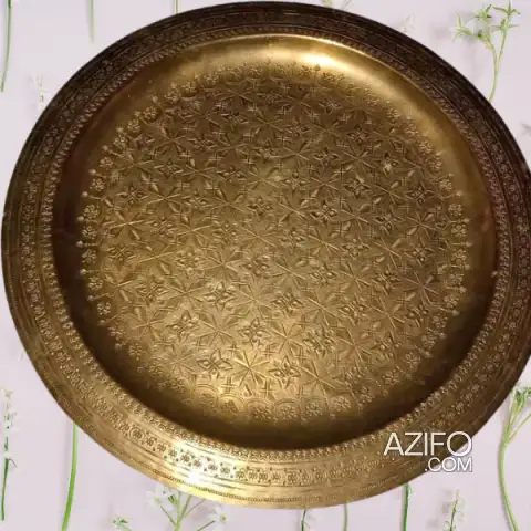 صينية نحاسية منقوشة يدويًا – قطر 45 سم لهواة جمع العملات in Settat, MOROCCO | Azifo